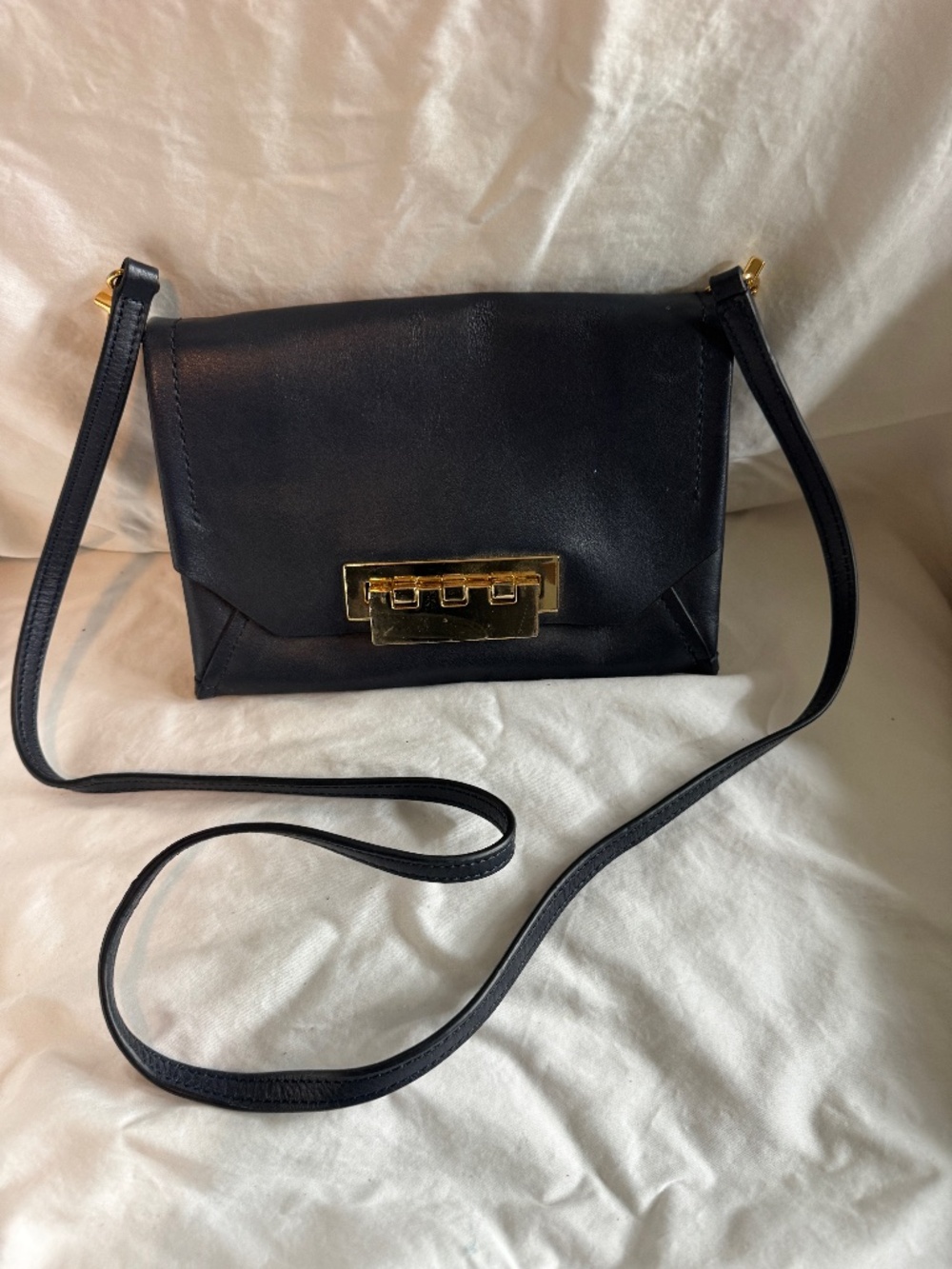 ZAC POSEN NAVY BLUE LEATHER CROSSBODY BAG